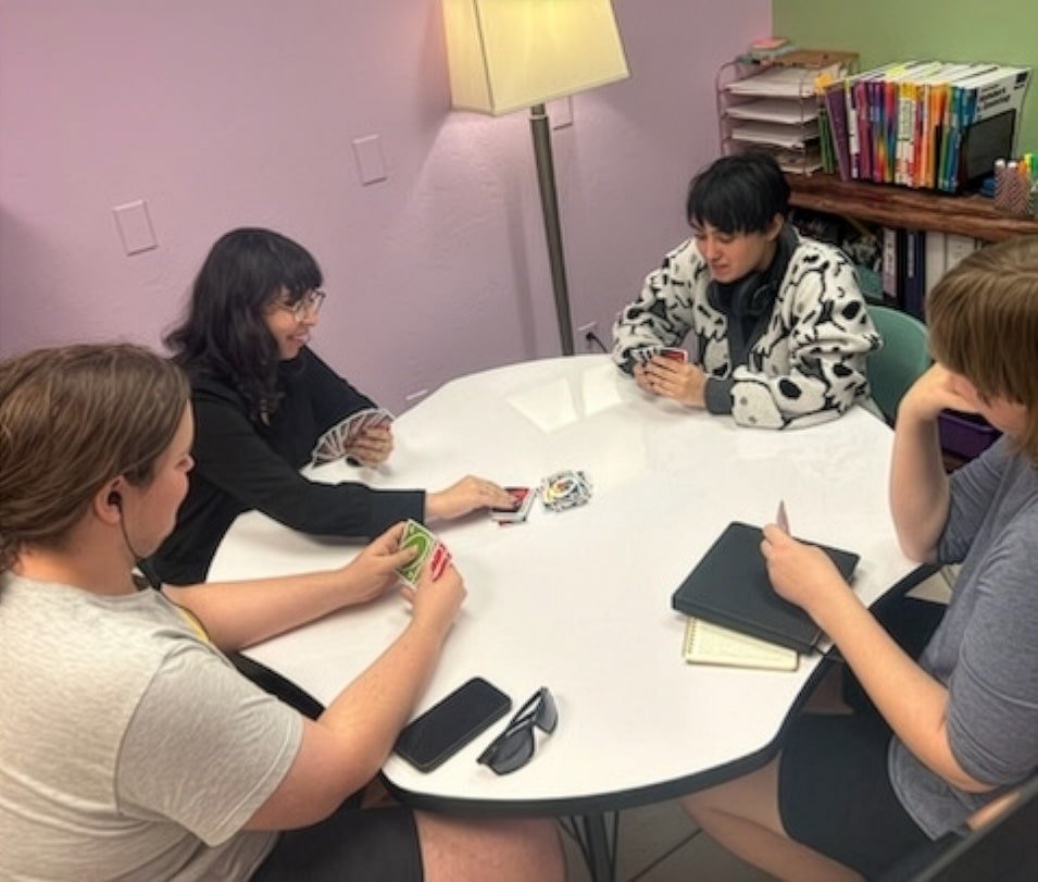 Autism social group playing UNO